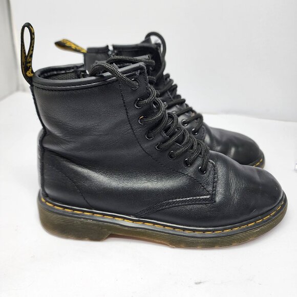 Dr. Martens Youth Size 3 1460J Black Leather Boots Combat Lace Up Side Zip - Picture 7 of 14